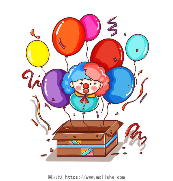 小丑气球微立体愚人节气球元素愉快节日气氛PNG素材
